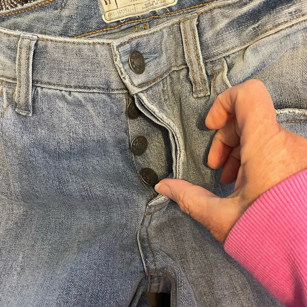 Free People patchwork‎ button fly denim jeans, size 27